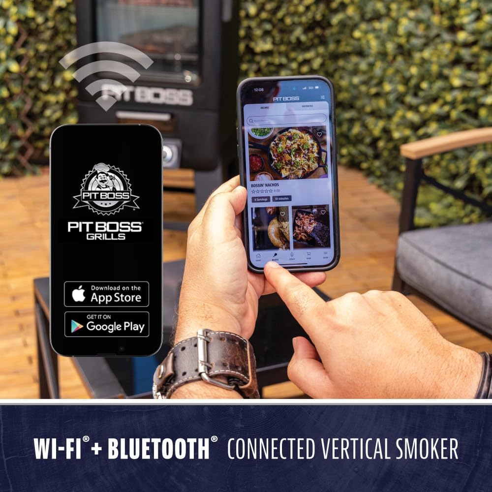 Pit Boss 4-Series WiFi & Bluetooth Digital Vertical Smoker with LCD Digital Controller and Wood Chip Tray, 1, 320-Sq. In. 6-Rack Cooking Space