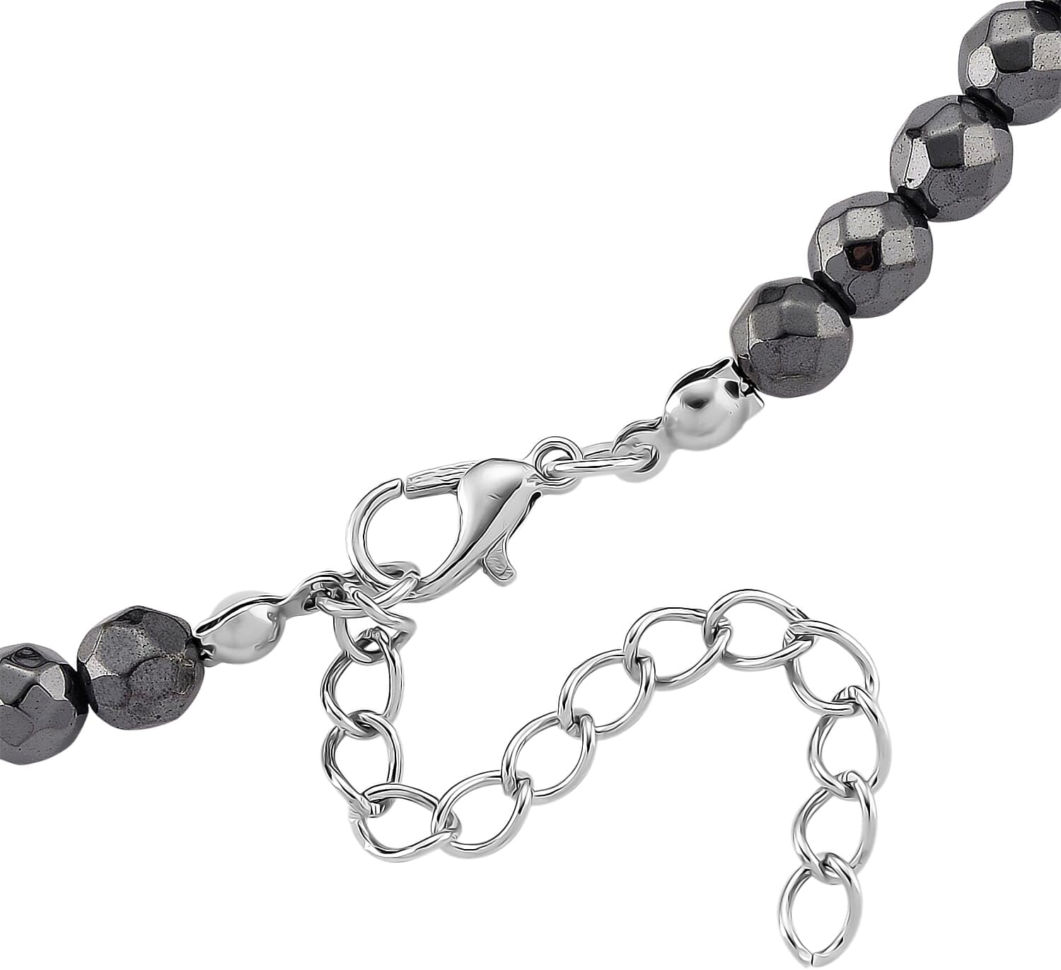 Blue Color Hematite Beaded Necklace Silvertone 560.00 ctw 20.5-22.5"