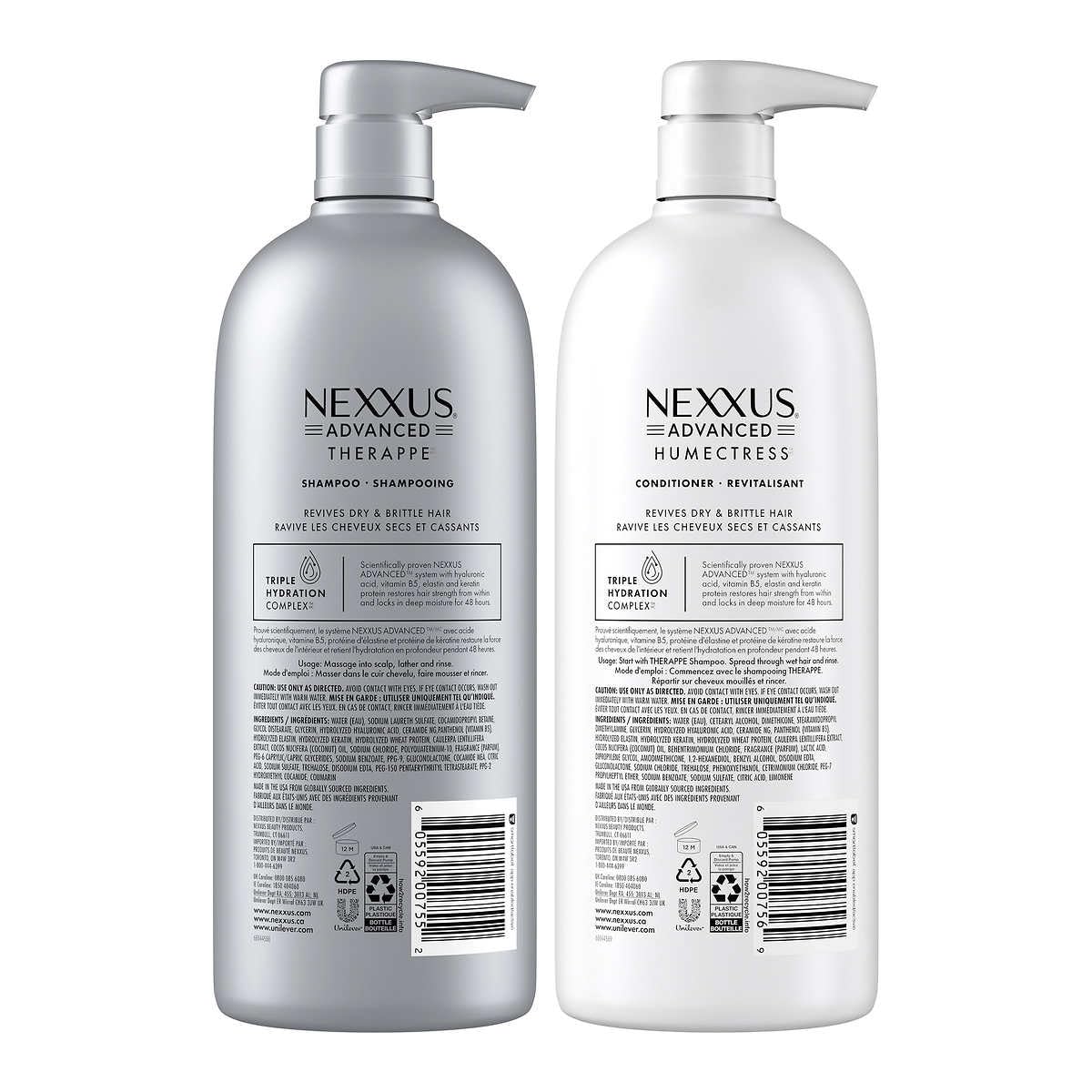 Nexxus Therappe Humectress Shampoo Conditioner 2 Count for Ultimate Moisture for Dry Hair Powered by Polysoft Hydrator Technology with Tri-lipids 33.8 fl oz