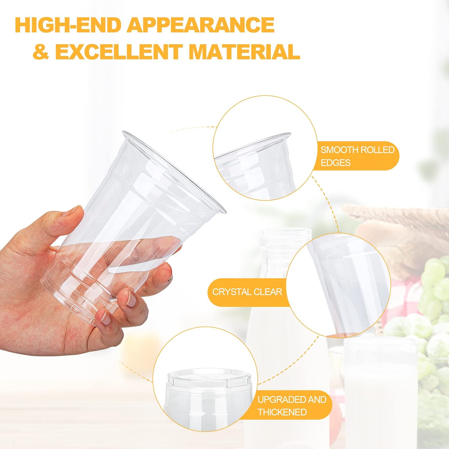 TashiBox [16oz - 150 Cups Clear Plastic Cups, disposable plastic cups for tea,smoothies Sodas and Mixed Drinks