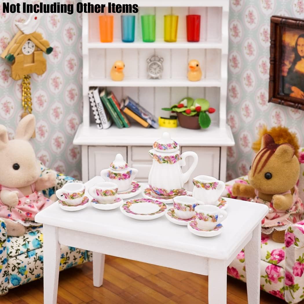 Odoria 1/12 Miniature Porcelain Tea Set 15Pcs Dollhouse Decoration Accessories, Grapes