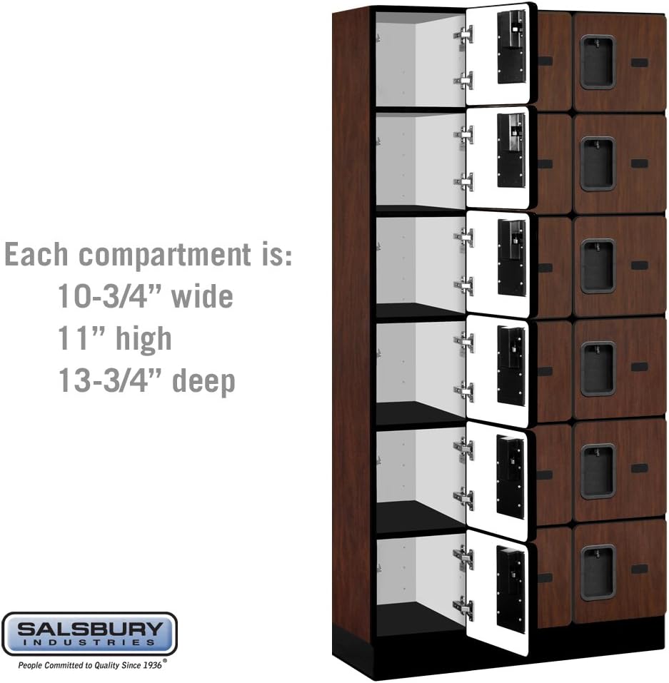 Salsbury Industries 36365MAH Six Tier Box Style Designer Wood Locker, 6' 3" x 15", Mahogany