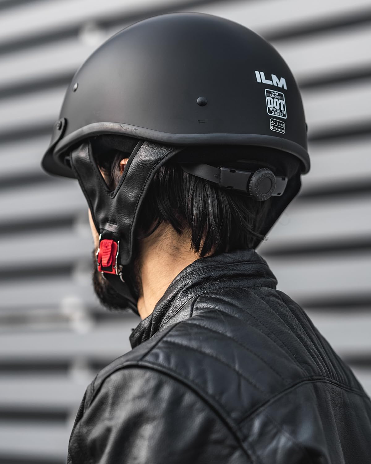 ILM Half Helmet Motorcycle Open Face Sun Visor Quick Release Buckle DOT Approved Cycling Motocross Suits Men Women 205V (M, Matt Black)