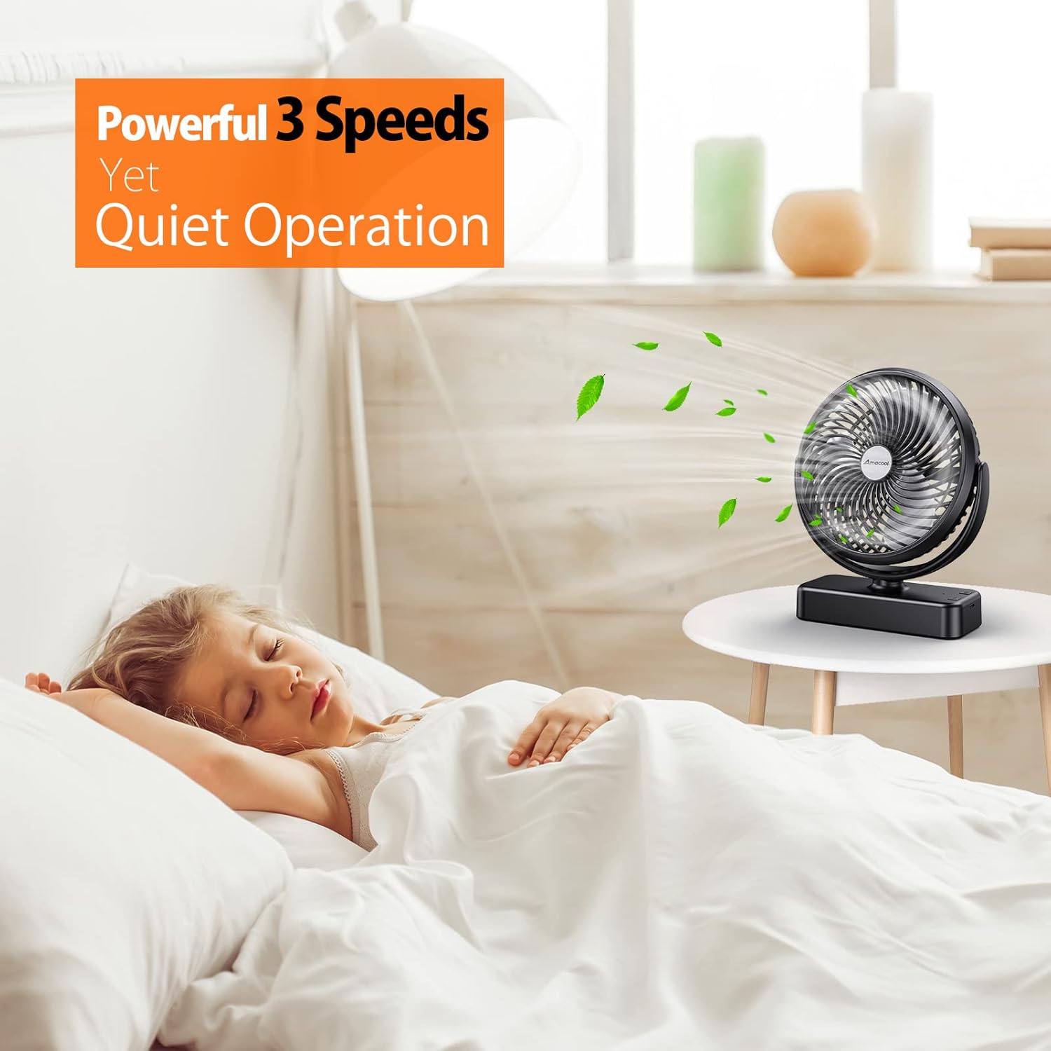 AMACOOL 10000mAh Battery Operated Camping Fan with LED Light-7 inch