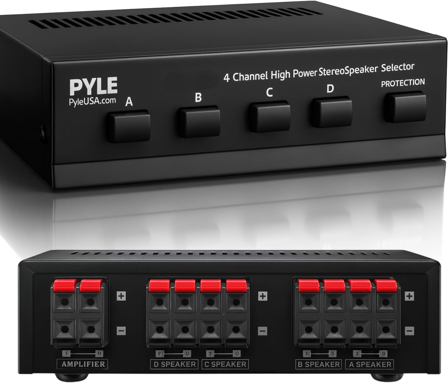 Premium New and Improved 4 Zone Channel Speaker Switch Selector Switch Box Hub Distribution Box for Multi Channel High Powered Stereo Amplifier