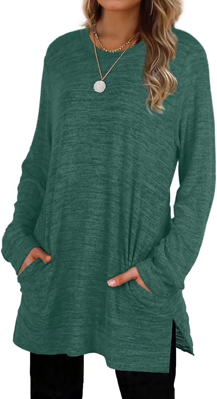 XIEERDUO Womens Casual Sweatshirts Long Sleeve Shirts Oversized With Pocket Tunic Tops S-3XL