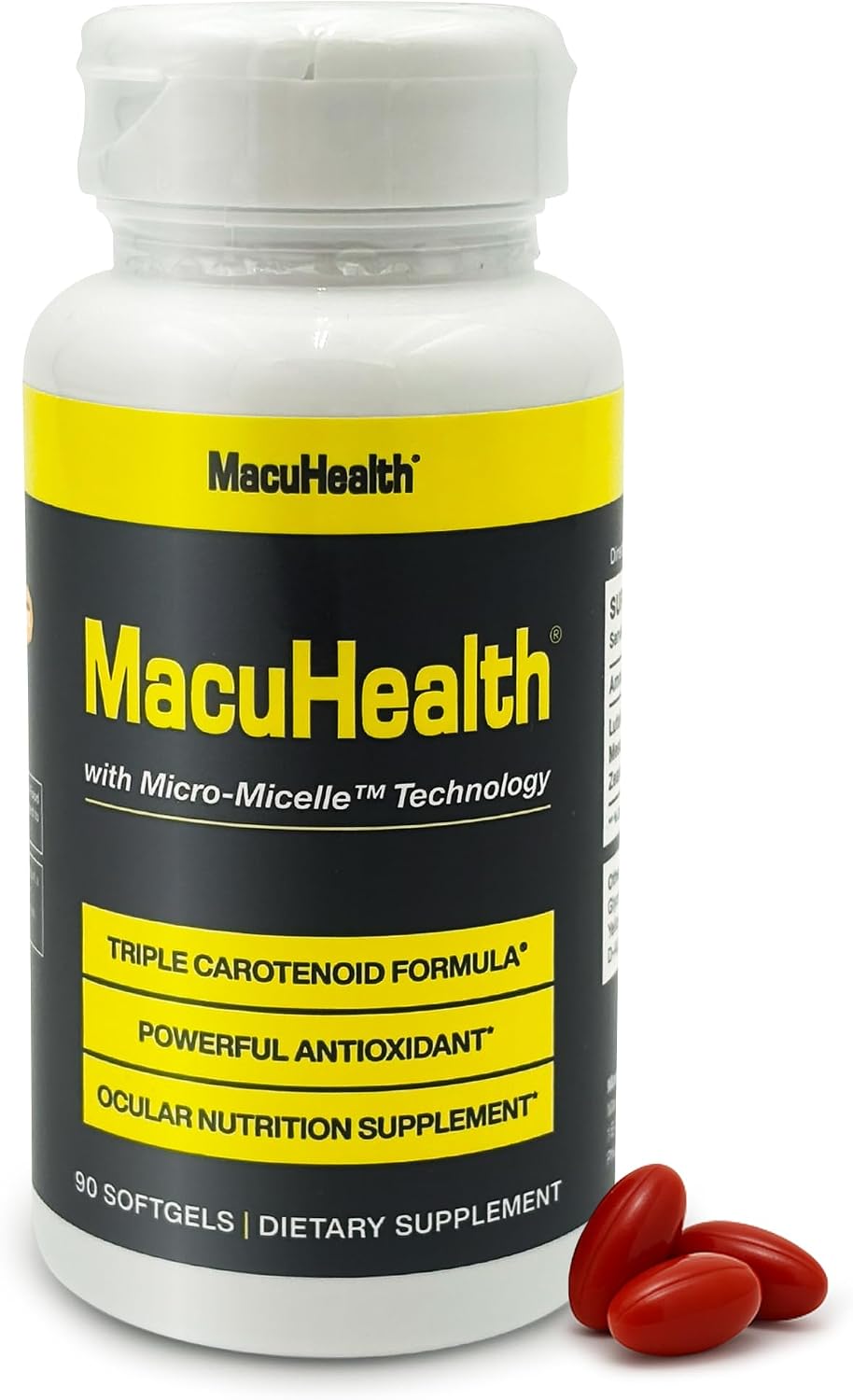 Macuhealth Triple Carotenoid Formula - Eye Vitamins for Adults | 90 softgels, 3 months supply, Advanced Eye Support & Health Eye Formula