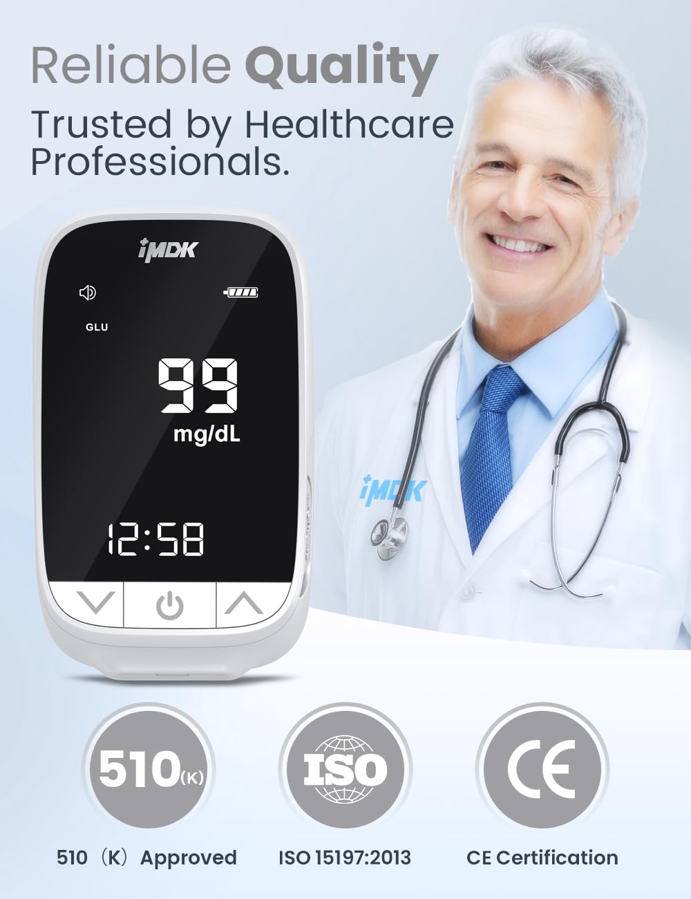 IMDK Blood Sugar Test Kit, Precision Blood Glucose Monitor Kit with 100 Glucometer Strips, 100 Lancets, 1 Lancing Device and 1 Control Solution