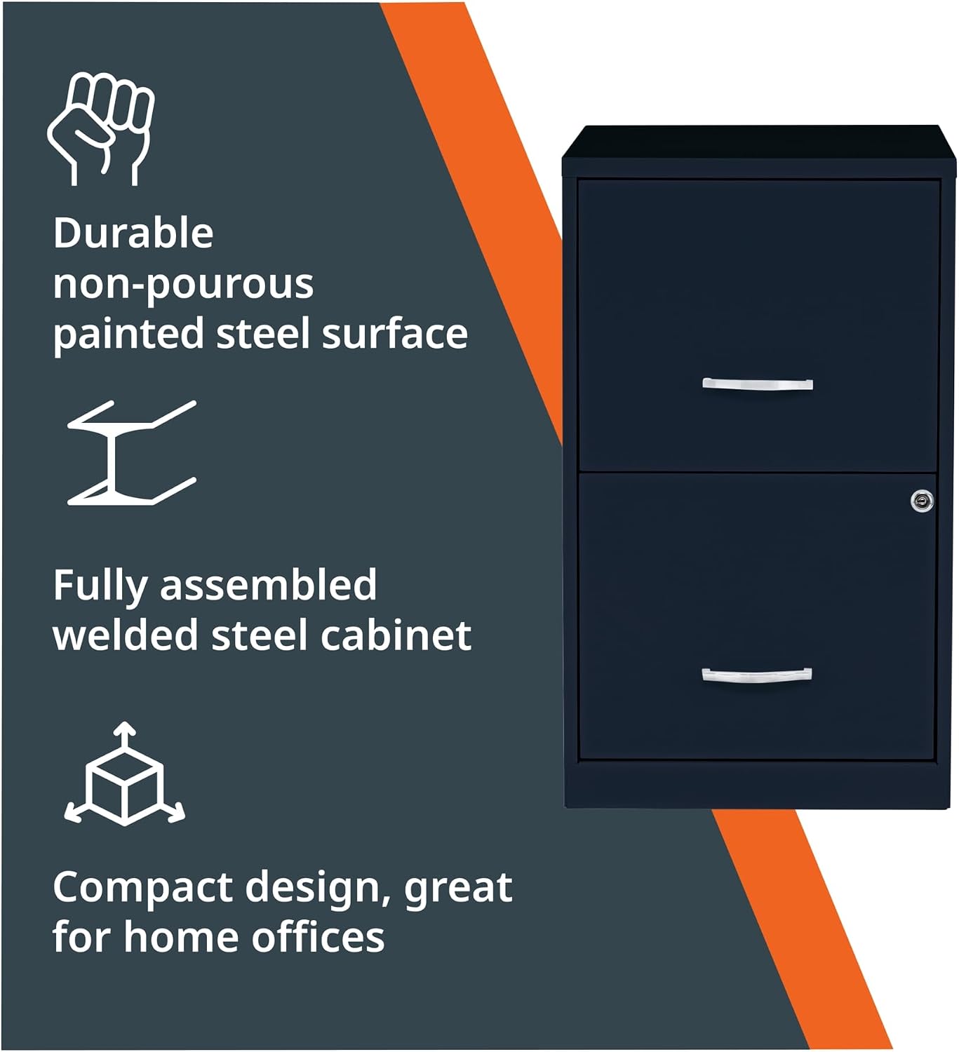 NuSparc 2 Drawer Locking Filing Cabinet | Pre-Assembled Steel Construction | Space-Saving Design is Perfect for Home and Small Office | Letter-Size | Assembled in North America