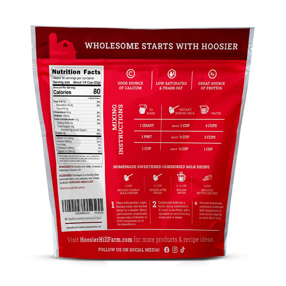 Hoosier Hill Farm Instant Nonfat Dry Milk Powder, 1LB (Pack of 1)