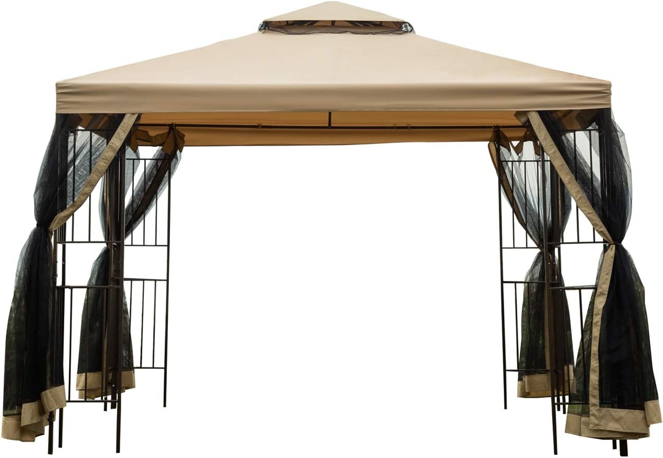Sunnyglade Garden Gazebo 10' x 10' Patio Backyard Double Roof Vented Gazebo Canopy