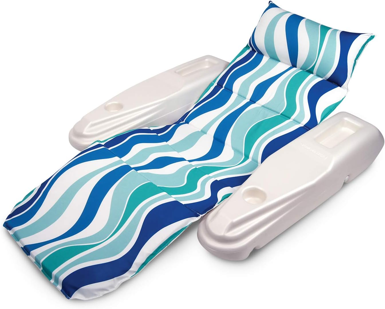 Poolmaster Rio Sun Retro Adjustable Floating Chaise Pool Lounge, Blue Currents