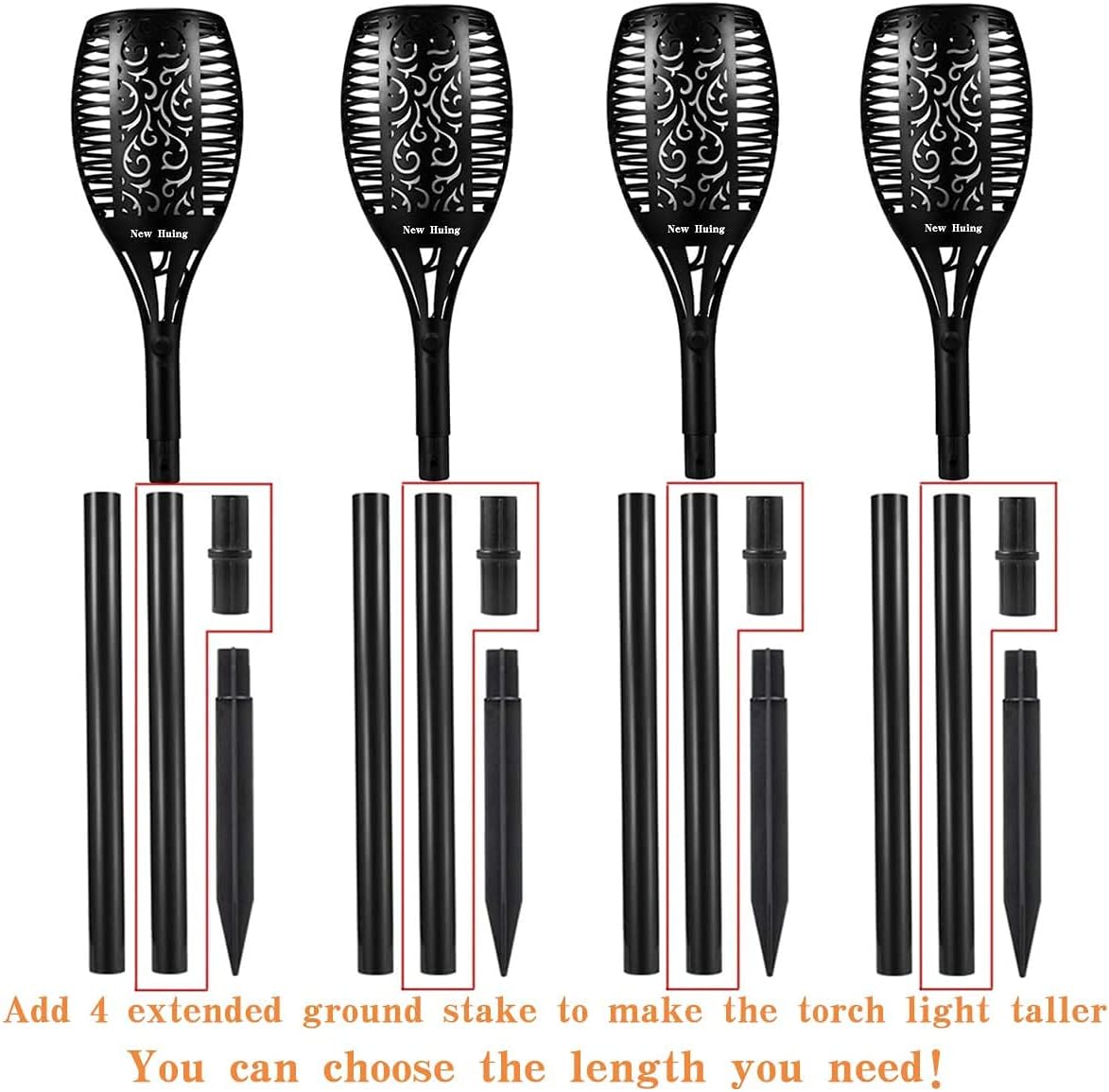 4PCs Solar Torch Lights Outdoor, 43 inch 96 LED, Waterproof Landscape Garden Pathway Light with Vivid Dancing Flickering Flames