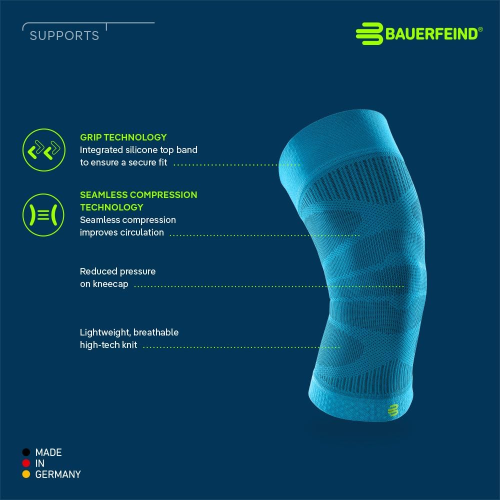 Bauerfeind Sports Compression Knee Sleeve - Lightweight Design with Gripping Zones for Knee Pain Relief & Performance