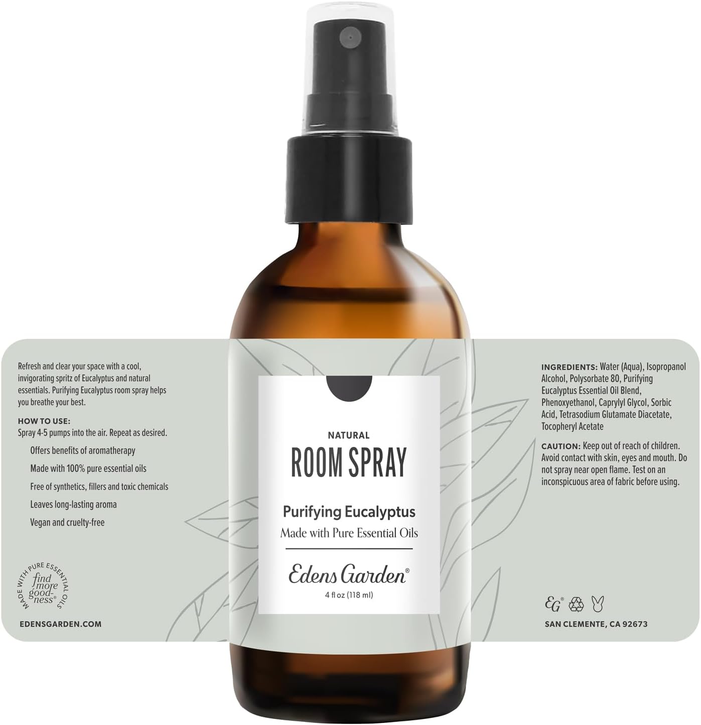 Edens Garden Fighting Five Natural Room & Linen Spray 4 fl oz (118 ml)