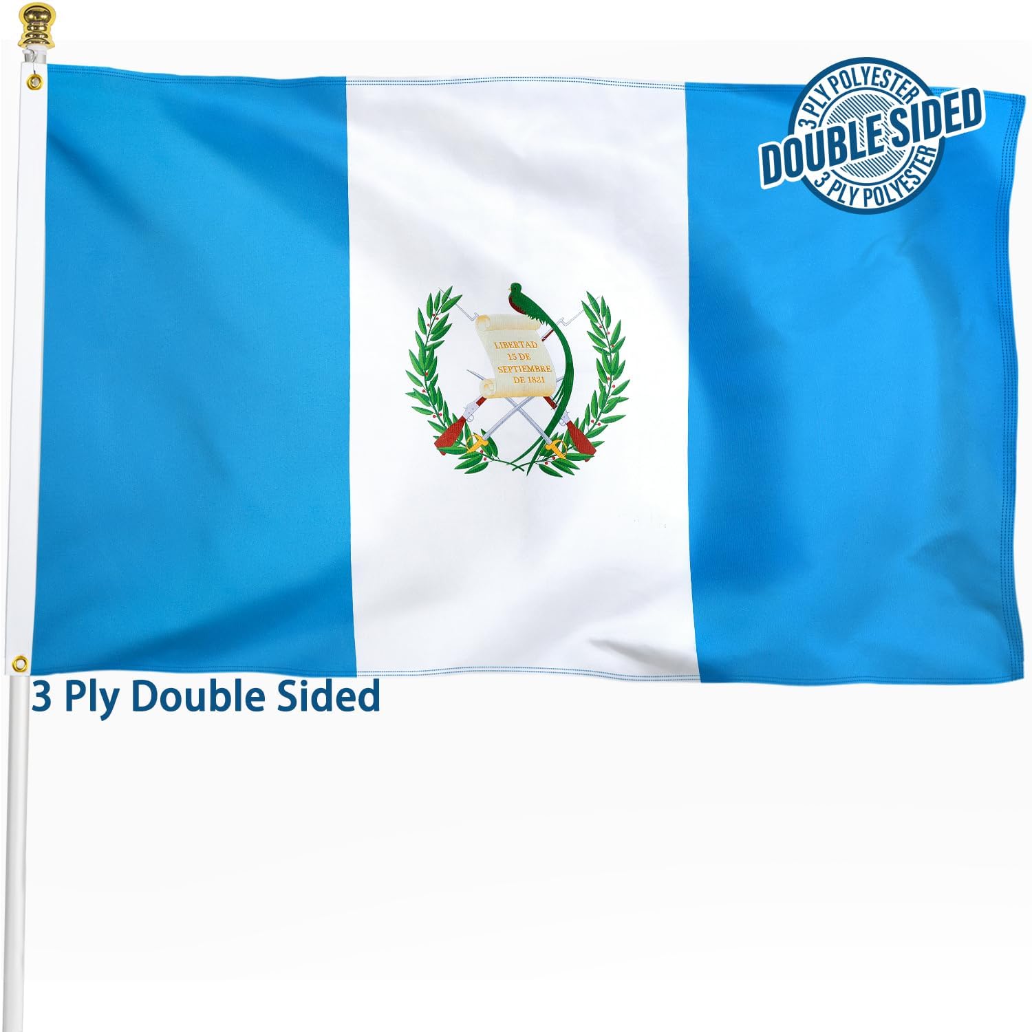 Nicaragua Flag 3x5 ft Outdoor Bandera de Nicaragua Nicaraguan National Flag | Double Sided 3 Ply Heavy Duty Polyester Banner with Brass Grommets for Home and Outdoor Decoration, 4 Rows Stitching