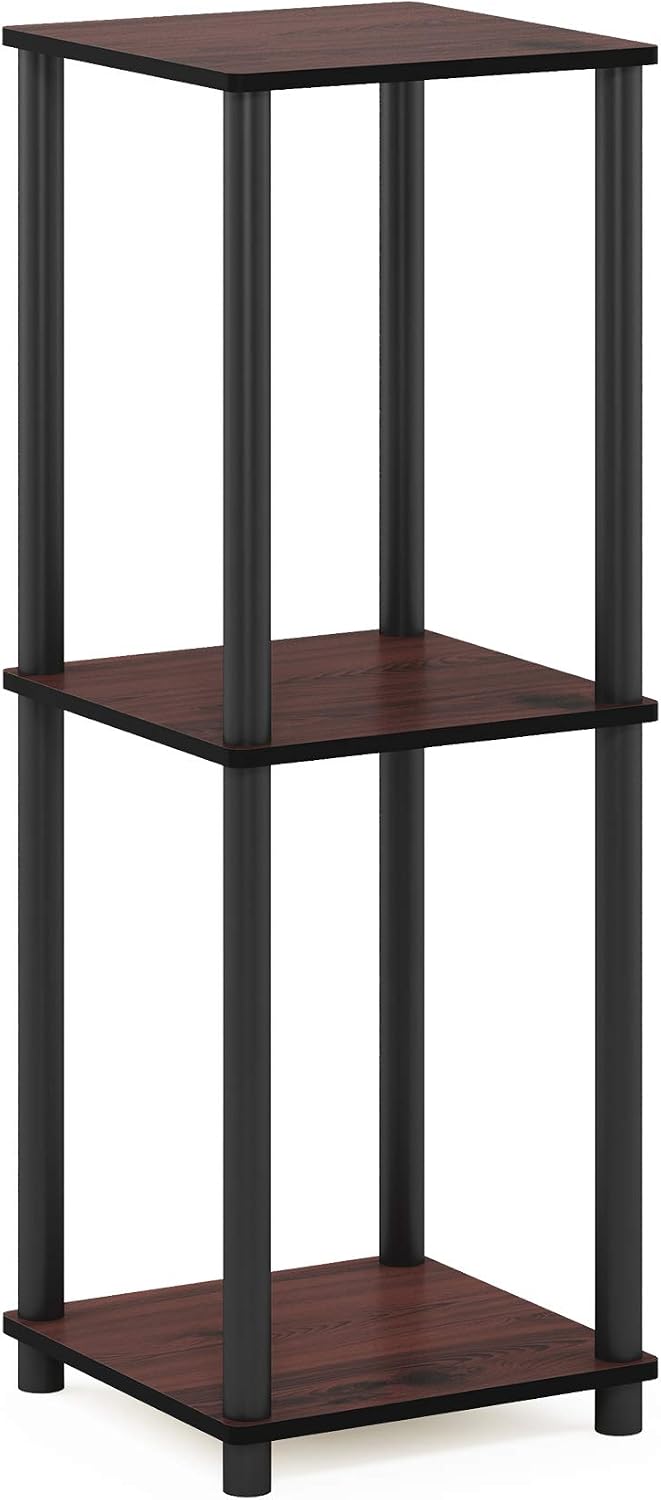 Furinno Turn-N-Tube End Table Corner Shelves, Set of 2, Dark Cherry/Black | Stackable Modern End Table with Open Shelf, Night Stand, Bedside Table, for Living Room, Bedroom
