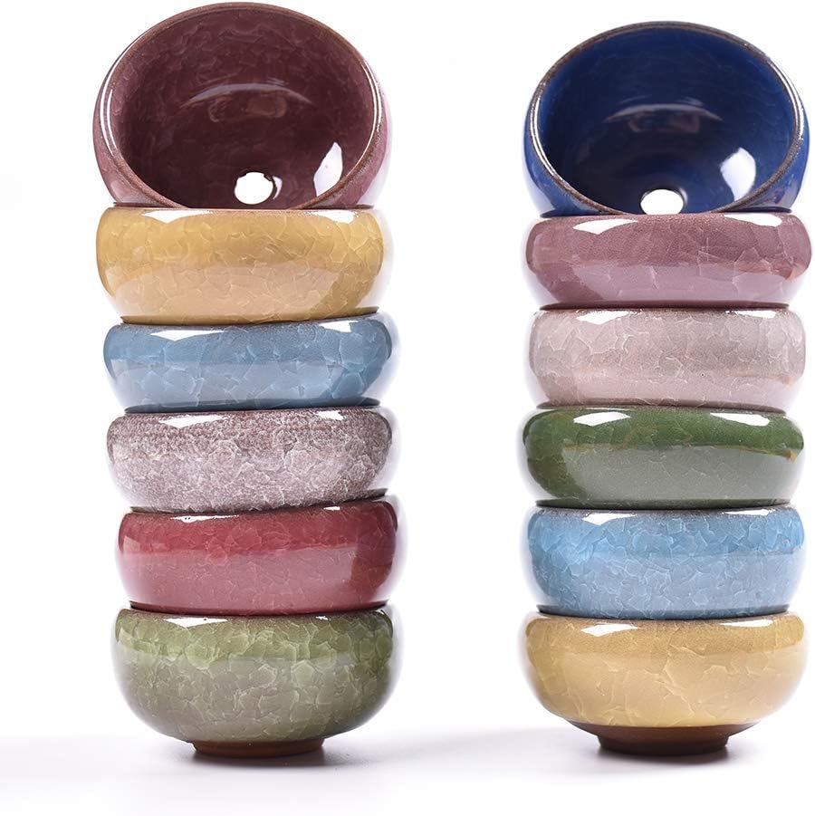 Succulent Plant Pot, 12 Pcs 2.5 Inch Ceramic Ice Crack Cactus Plant Pot/Flower Pot/Container/Planter