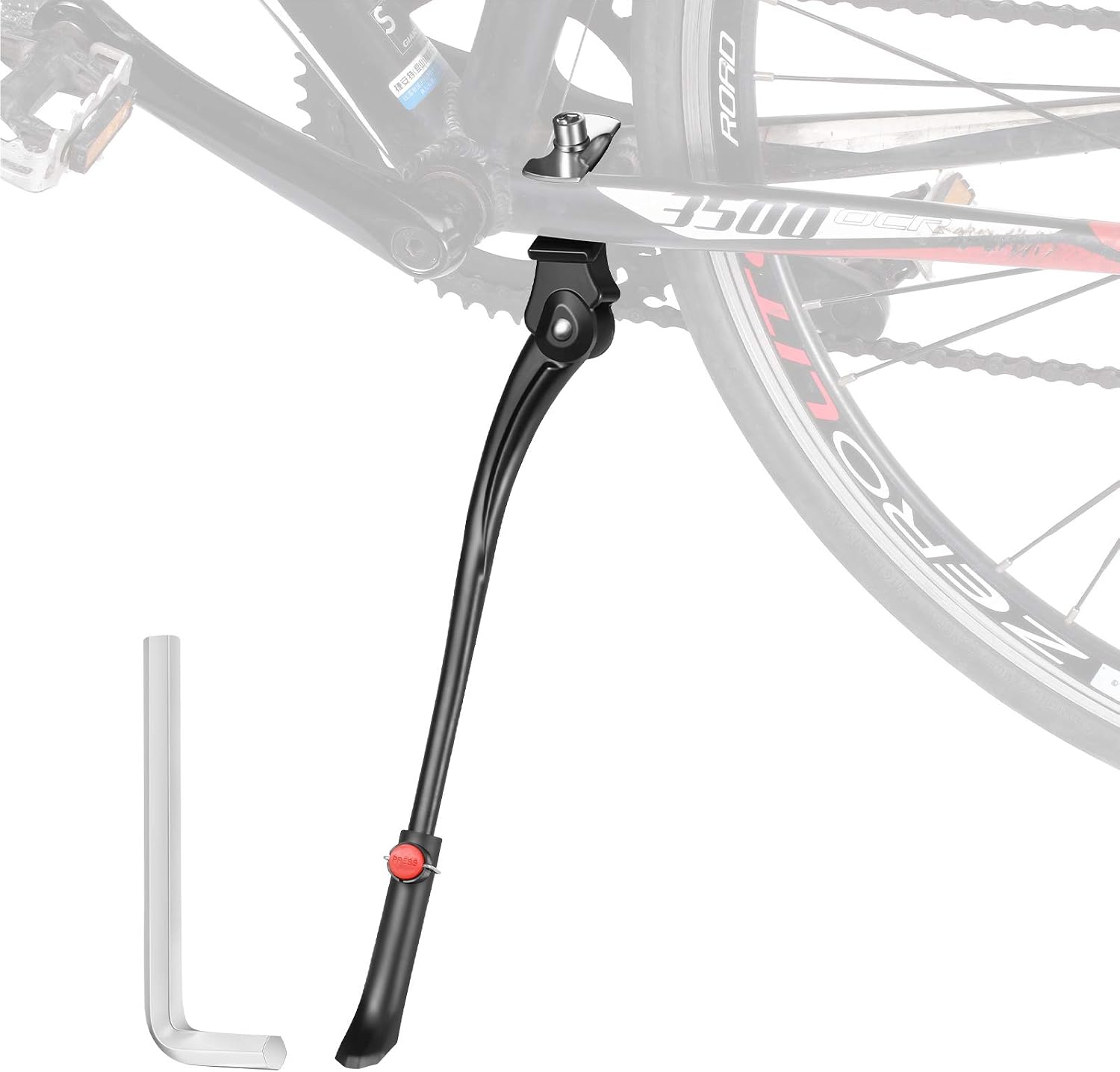 Boao Cycling Side Kickstand Adjustable Bicycle Support Stand Aluminum Alloy Bike Support Stand with 8 mm Hexagon Wrench for 24, 26