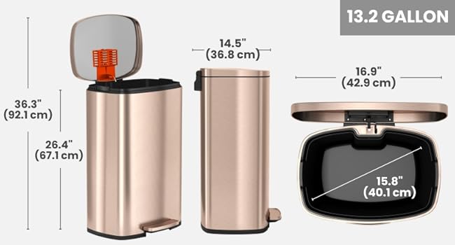 13.2 gallon large kitchen trash can