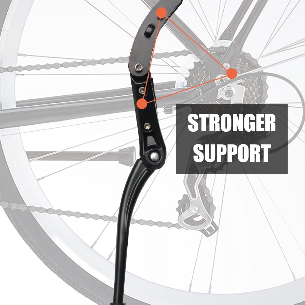 TOPCABIN Bike Kickstand Adjustable Aluminium Alloy Bicycle Kickstand Bike Side Kickstand Fit for 22" 24" 26" 28" Mountain Bike Road cycling/BMX/MTB (Black for 22-24-26-27-28 inch bike)