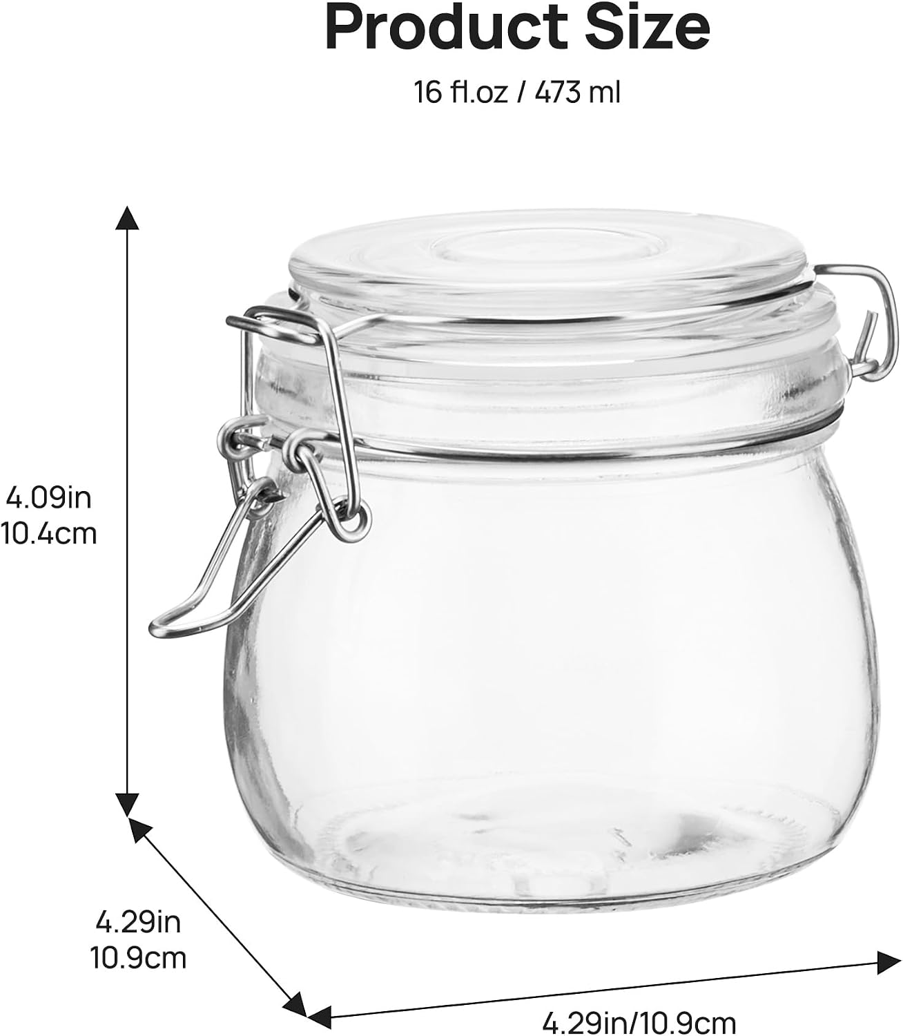 Vtopmart 78oz Glass Food Storage Jars with Airtight Clamp Lids, 3 Pack