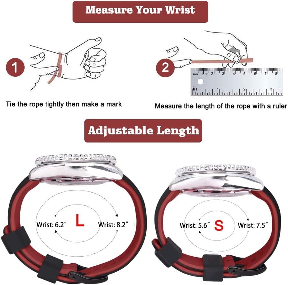 Ritche Christmas Gift Silicone Watch Bands 18mm 20mm 22mm 24mm Quick Release Rubber Watch Bands for Men, White Elephant Gifts