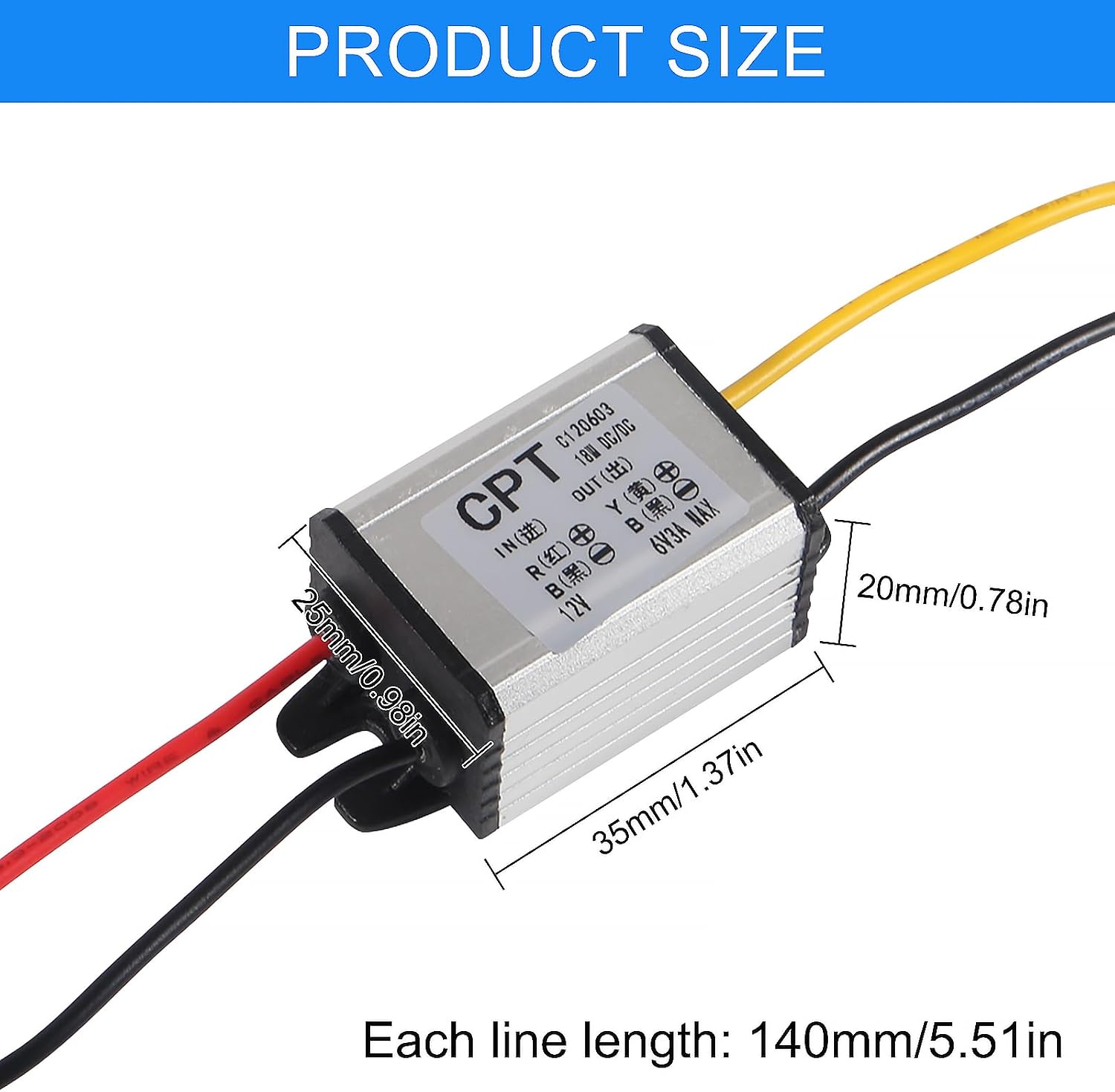 2PCS 12V to 6V Car Power Voltage Converter DC 9V-22V 12V to DC 6V Buck Voltage 3A 18W Waterproof High Efficiency Step Down Volt Module Power Supply
