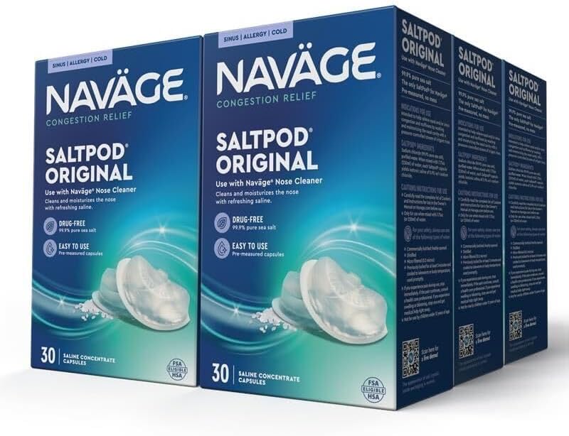 Navage® Original Sea Salt SaltPod Bundle, 6 30-Packs, 180 SaltPods | Bulk Refill Value: 180 Pre-Measured SaltPods Deliver Fast