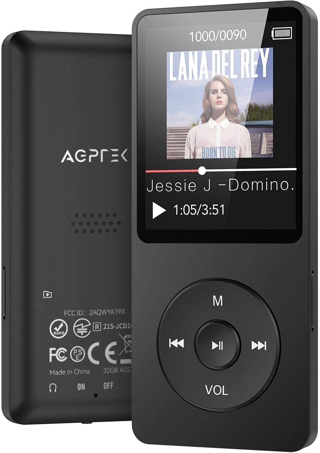 AGPTEK A02S 16GB MP3 Player, 65 Hours Playback Music Player, Dark Blue | Lossless Sound, Supports up to 128GB