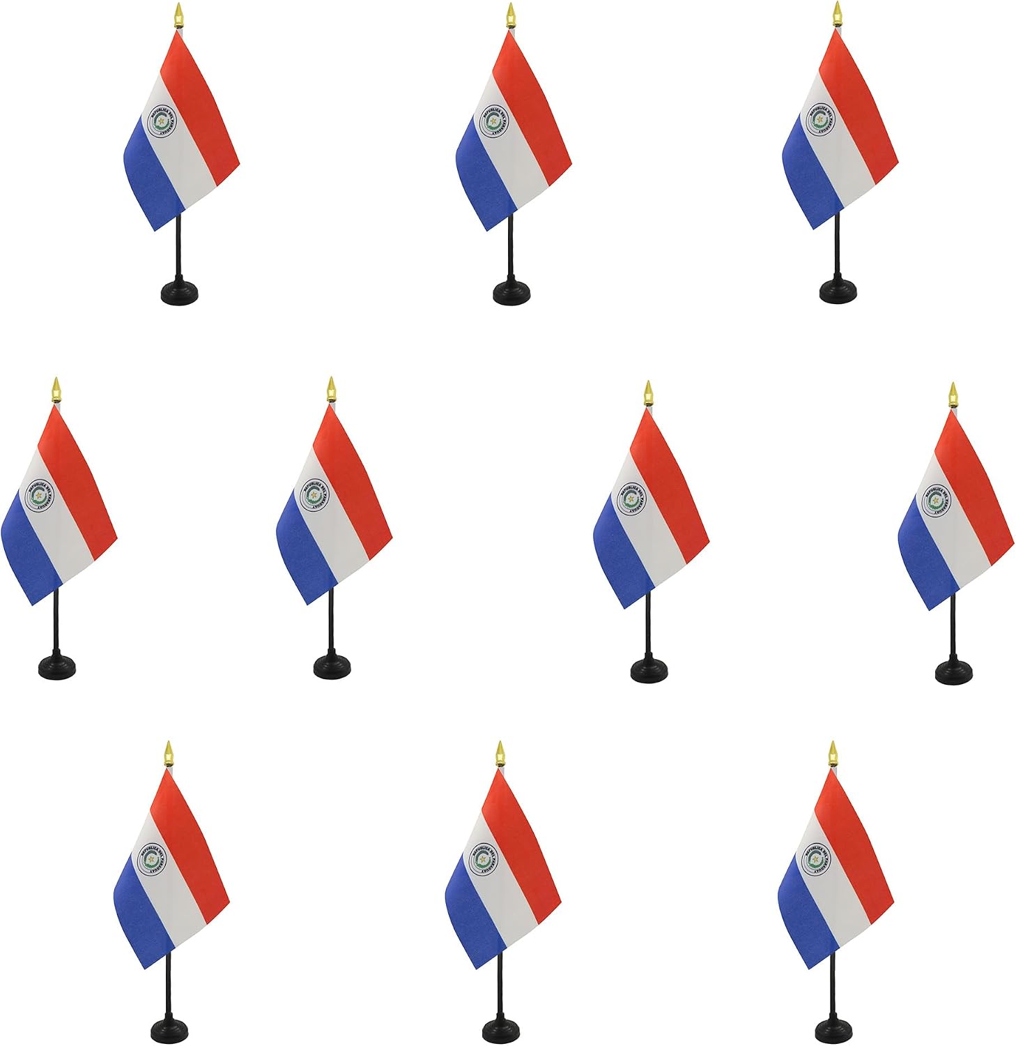 AZ FLAG Nicaragua Table Flag 4x6 in 100D Polyester Plastic Base | Indoor use Nicaraguan 15x10 cm desk flag stitched finish with reinforced edges with plastic pole and gold finial