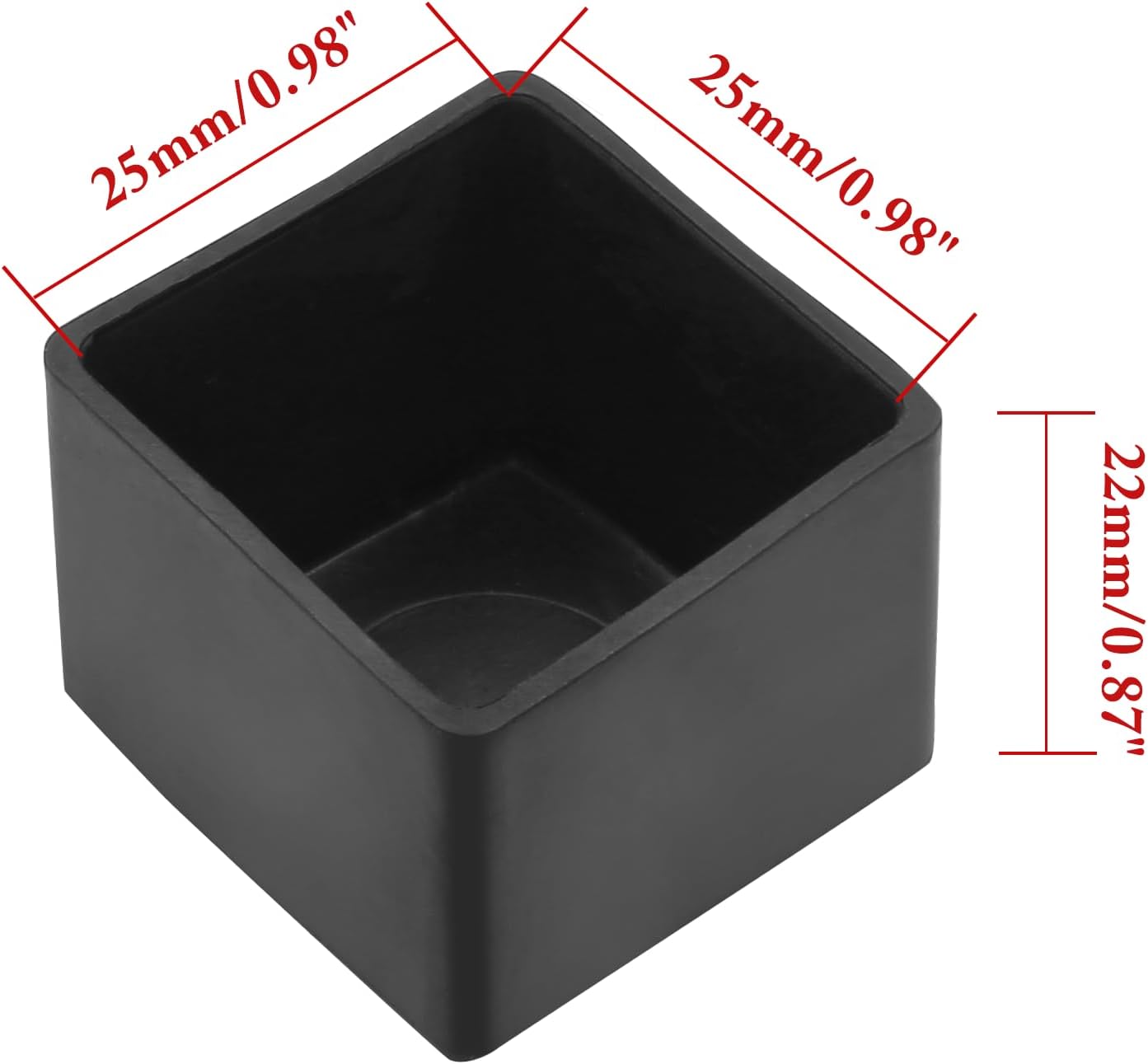 Bonsicoky 20Pcs Rectangle Rubber Furniture Leg Caps (3/4" x 1-1/2"), Vinyl Flexible Chair Leg Floor Protectors for Patio Indoor Chair Table Bed