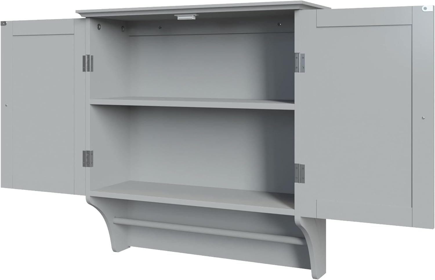 RiverRidge Ashland Collection Two-Door Wall, Gray Cabinet, Grey | Space-Saving Bath Storage Cabinet, Pine Wood Towel Rack, Painted MDF Shelf