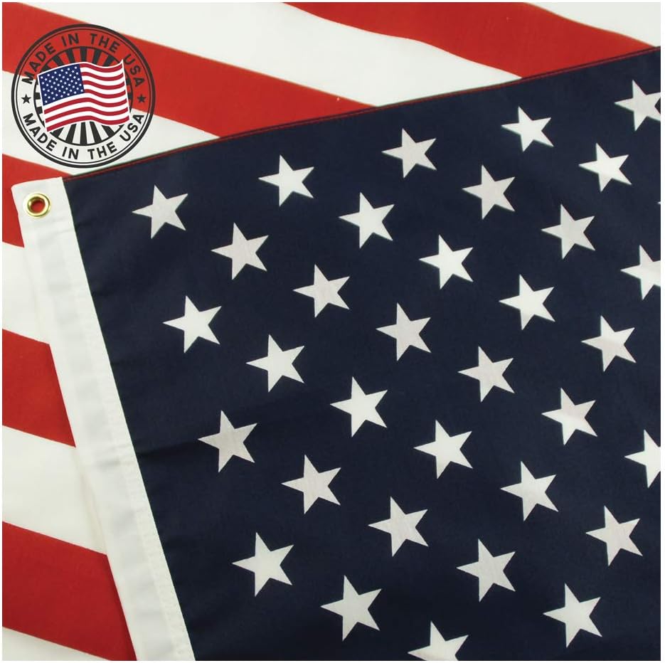 Grace Alley American Flag 3x5, Made in the USA, Outdoor UV Fade Resistant, Waterproof, Vibrant Color, Long Lasting Polyester Cotton Blend with Brass Grommets | Weather Resistant 70% Polyester 30% Cotton