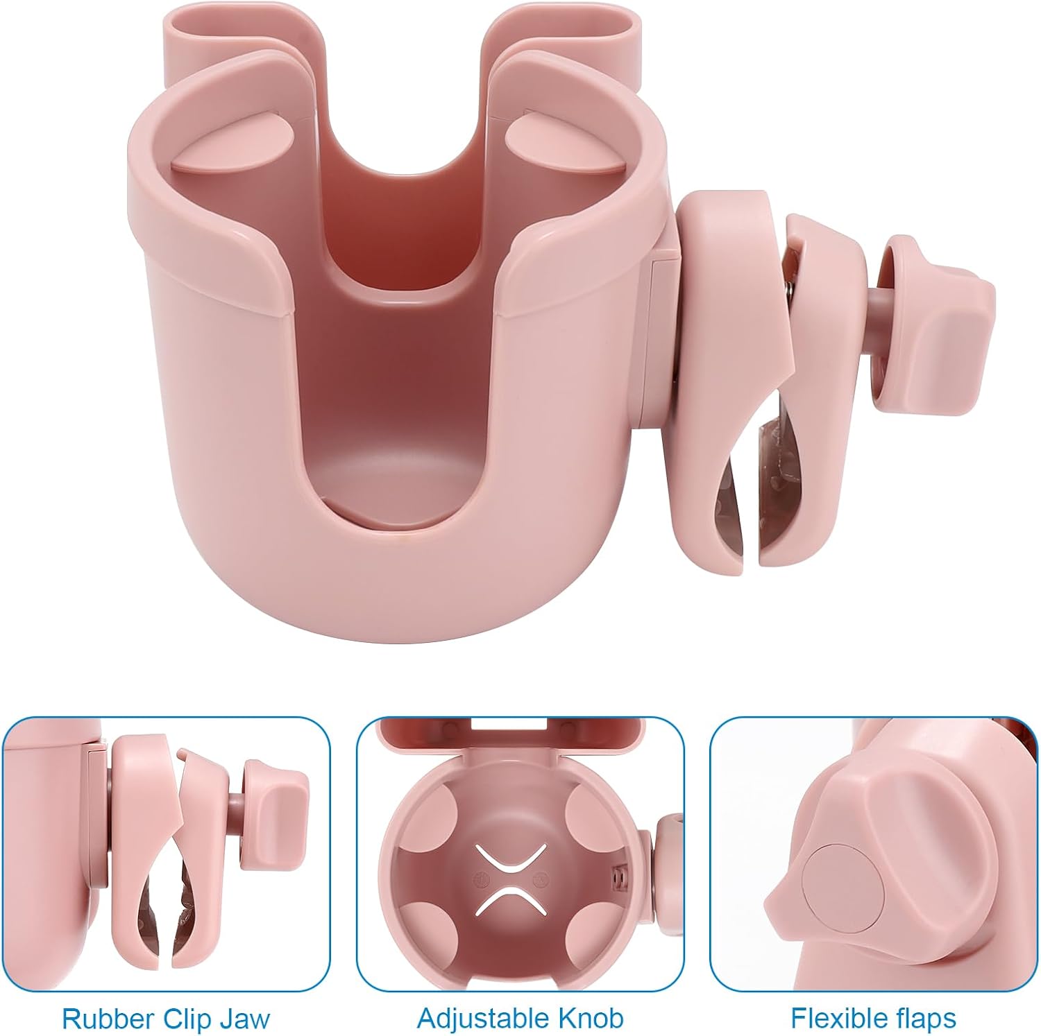 Accmor Stroller Cup Holder with Phone Holder, Bike Cup Holder, Universal Cup Holder for Uppababy Nuna Strollers, 2-in-1 Drinks Holder for Walker