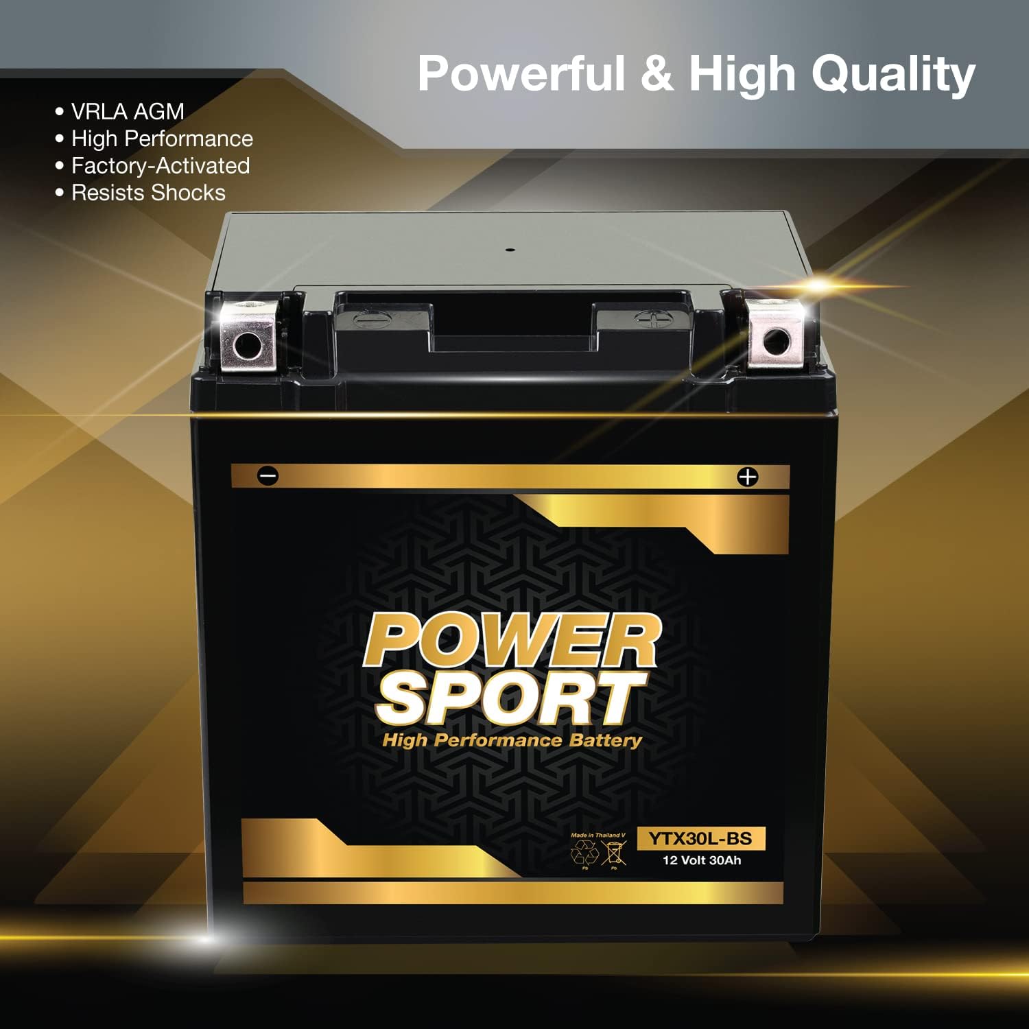 ExpertPower YTX30L-BS AGM Motorcycle Battery 12V 30Ah 300 CCA ETX30LA