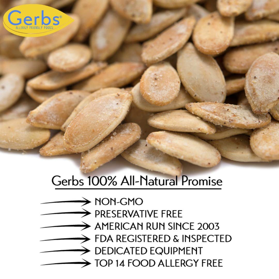 Gerbs Raw Whole Pumpkin Seeds 2 lbs. | In-Shell, 10.5 mm Size, Resealable Bag | Mildly Nutty & Crunchy | Top 14 Allergen-Free