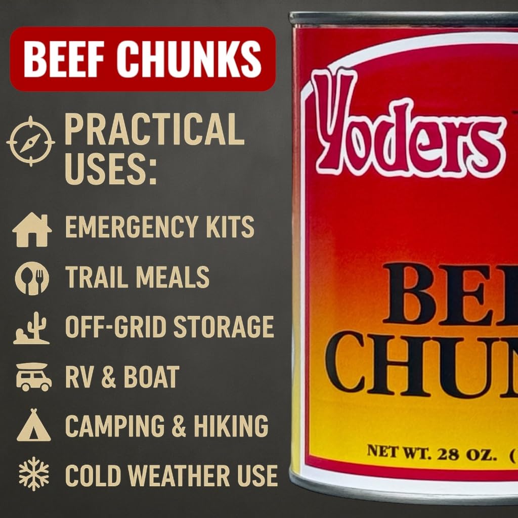 Yoder's Canned Premium Boneless Beef Chunks, 28 Oz(1 lb.12 Oz,1 can)