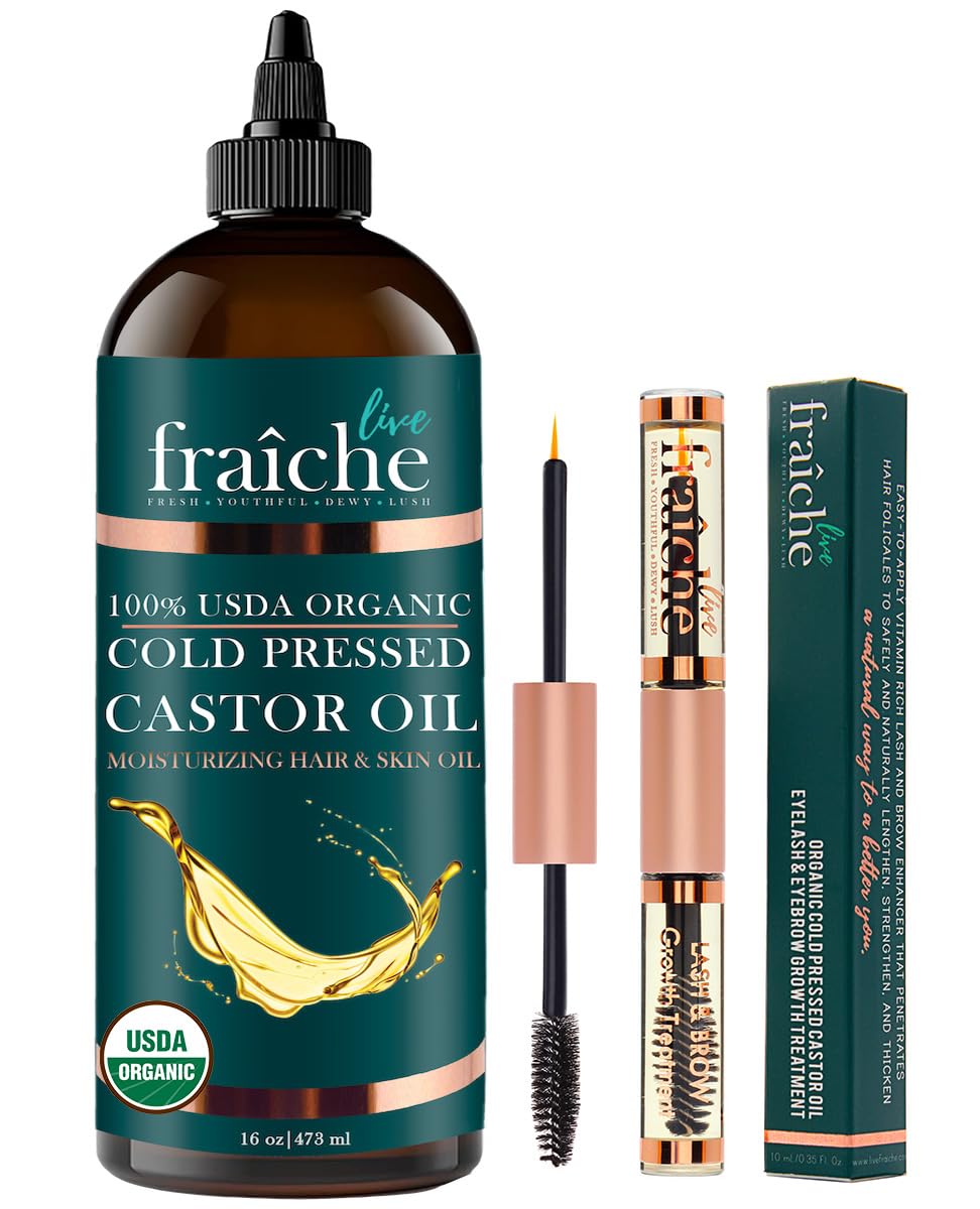 Organic Castor Oil Eyelash Growth Serum, Eyebrow Lash Serum for Hair Growth