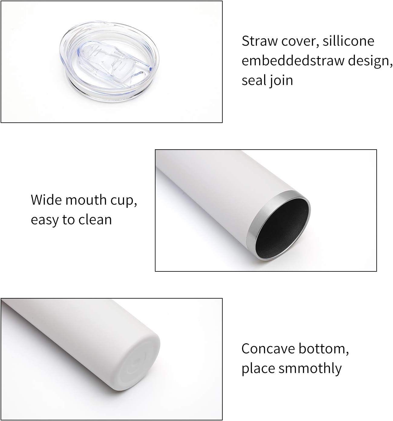 HASLE OUTFITTERS 20 oz Skinny Tumblers Bulk Set, Stainless Steel Insulated Slim Tumblers with Lids, Reusable Double Wall Travel Coffee Mugs