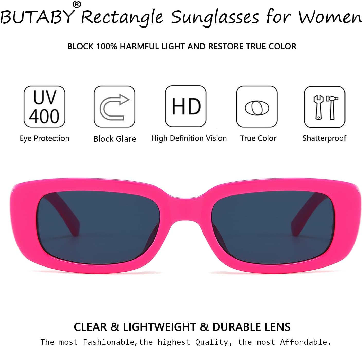 BUTABY Rectangle Sunglasses for Women Retro Driving Glasses 90’s Vintage Fashion Narrow Square Frame UV400 Protection