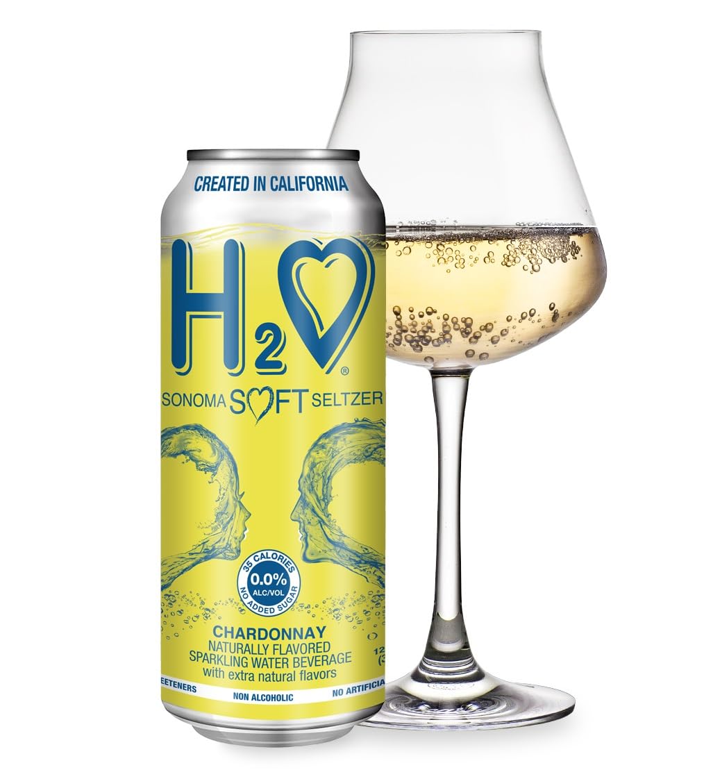 H2o - The Best Non Alcoholic Red Wine - Infused California Sparkling Refreshment, 0.0% Alcohol, (Pinot Noir, Pack of 4-12 Fl oz)