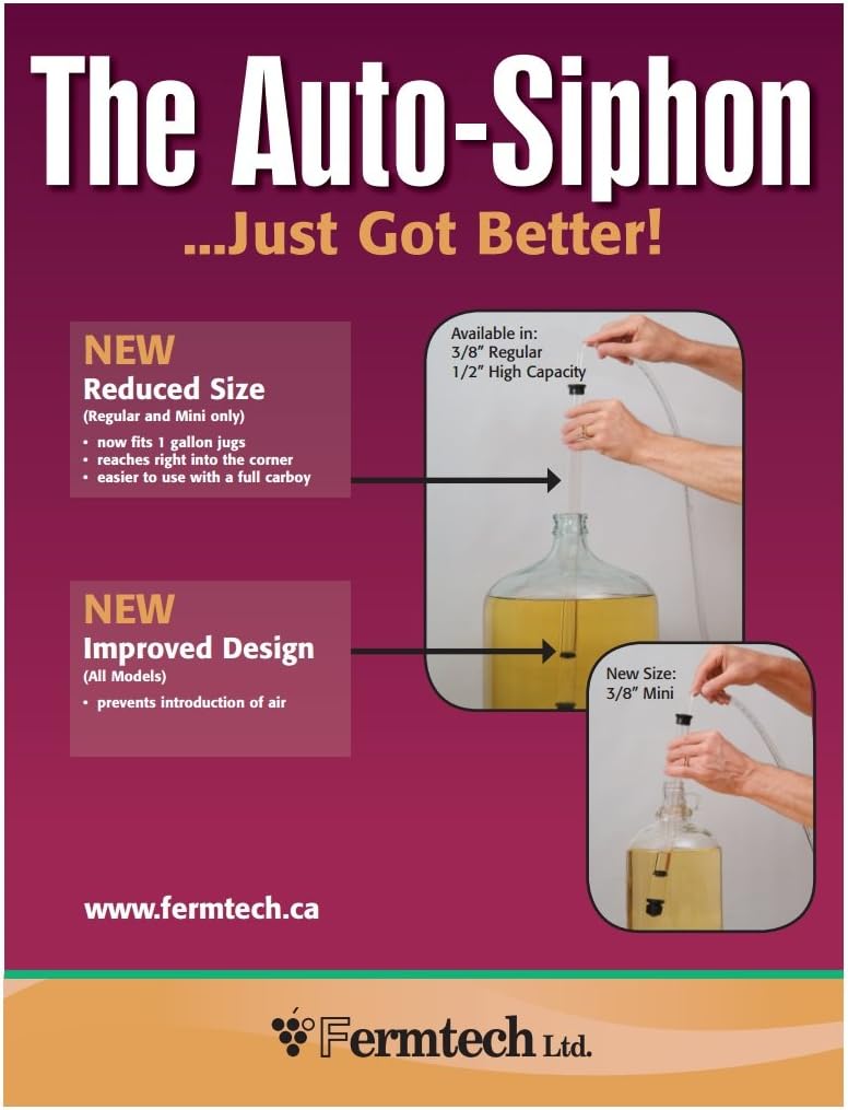 Fermtech 1/2" Large 27" Fast Flow Deluxe Siphoning Kit – Auto Siphon for Home Brewing, Beer, Wine, Mead
