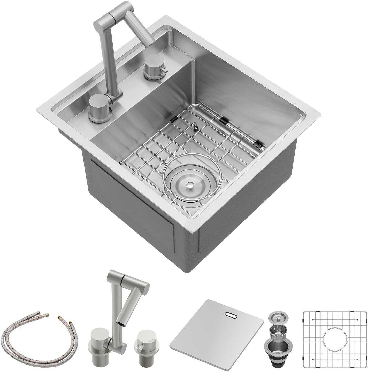 Sarlai 21 Inch Undermount Laundry Sink 21x18x12 Inch Undermount Laundry Utility Sink Deep Single Bowl 16 Gauge Stainless Steel Laundry Tub Sinks