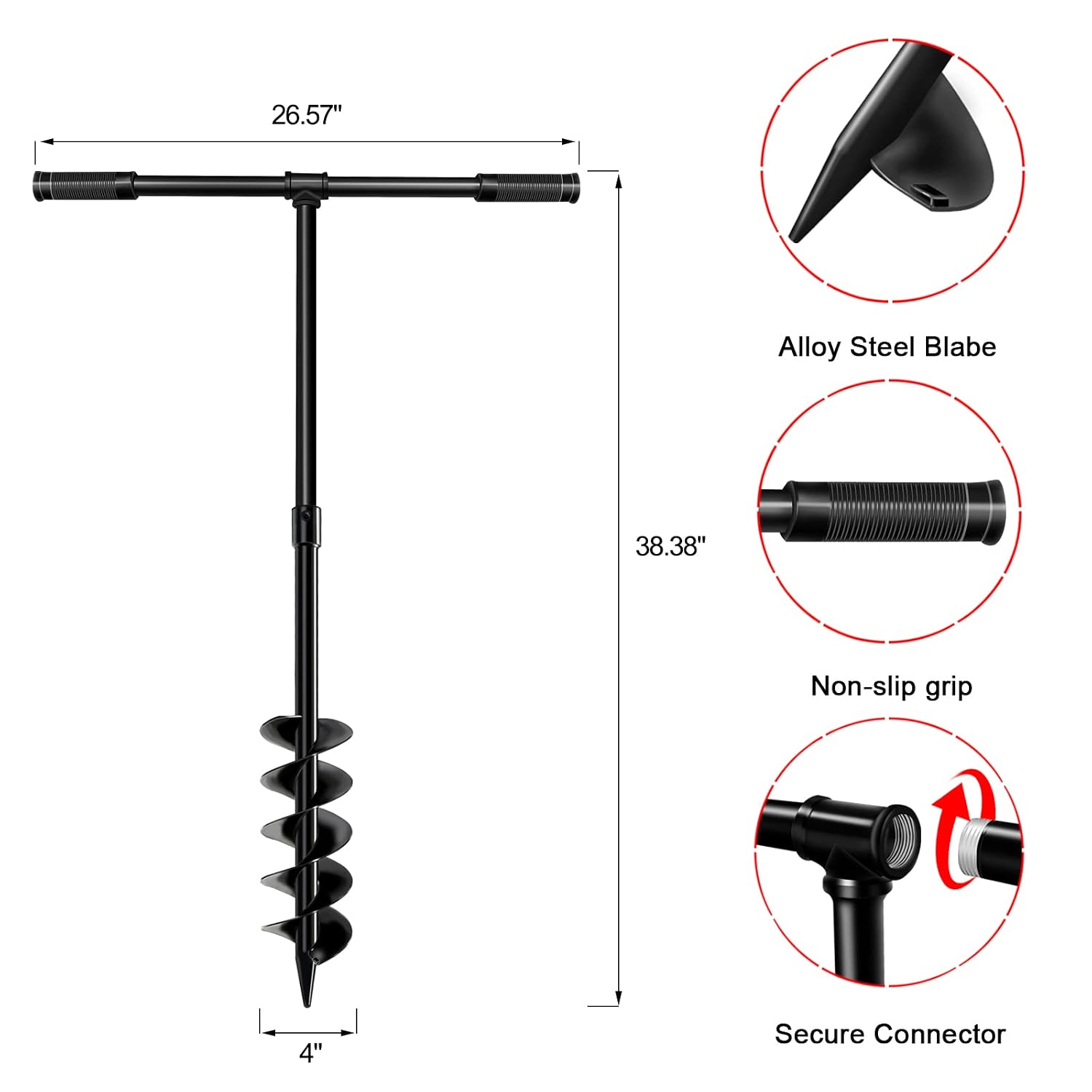 LONGRUN Auger Drill Bit for Planting-1.7"x15" Planting Auger, Garden Spiral Hole Drill Bulb Planter Tool for Planting, Bedding Plants, Flowers