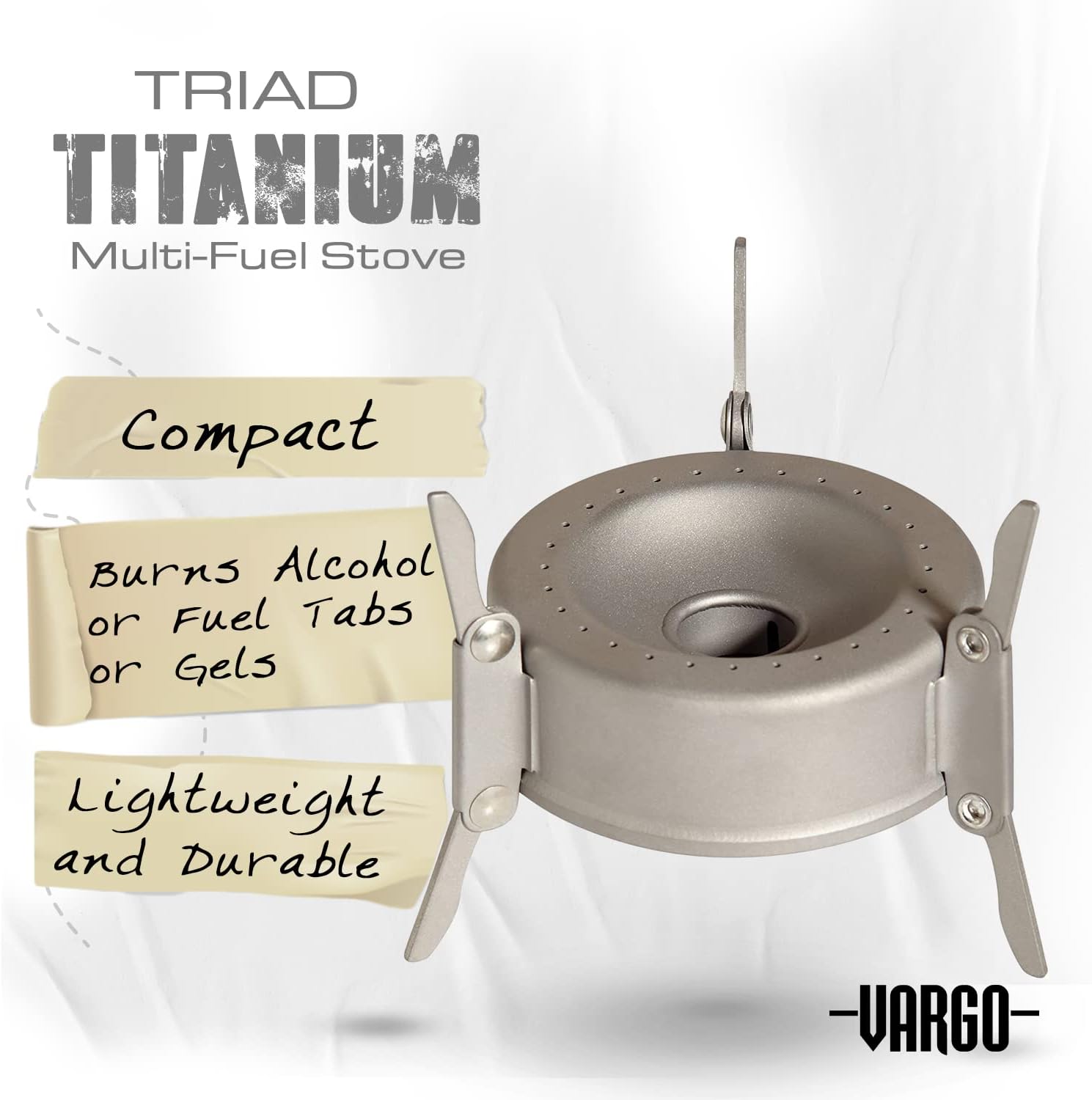 Vargo Titanium Triad Multi-Fuel Stove - Solid Titanium Construction, Lightweight, and Versatile
