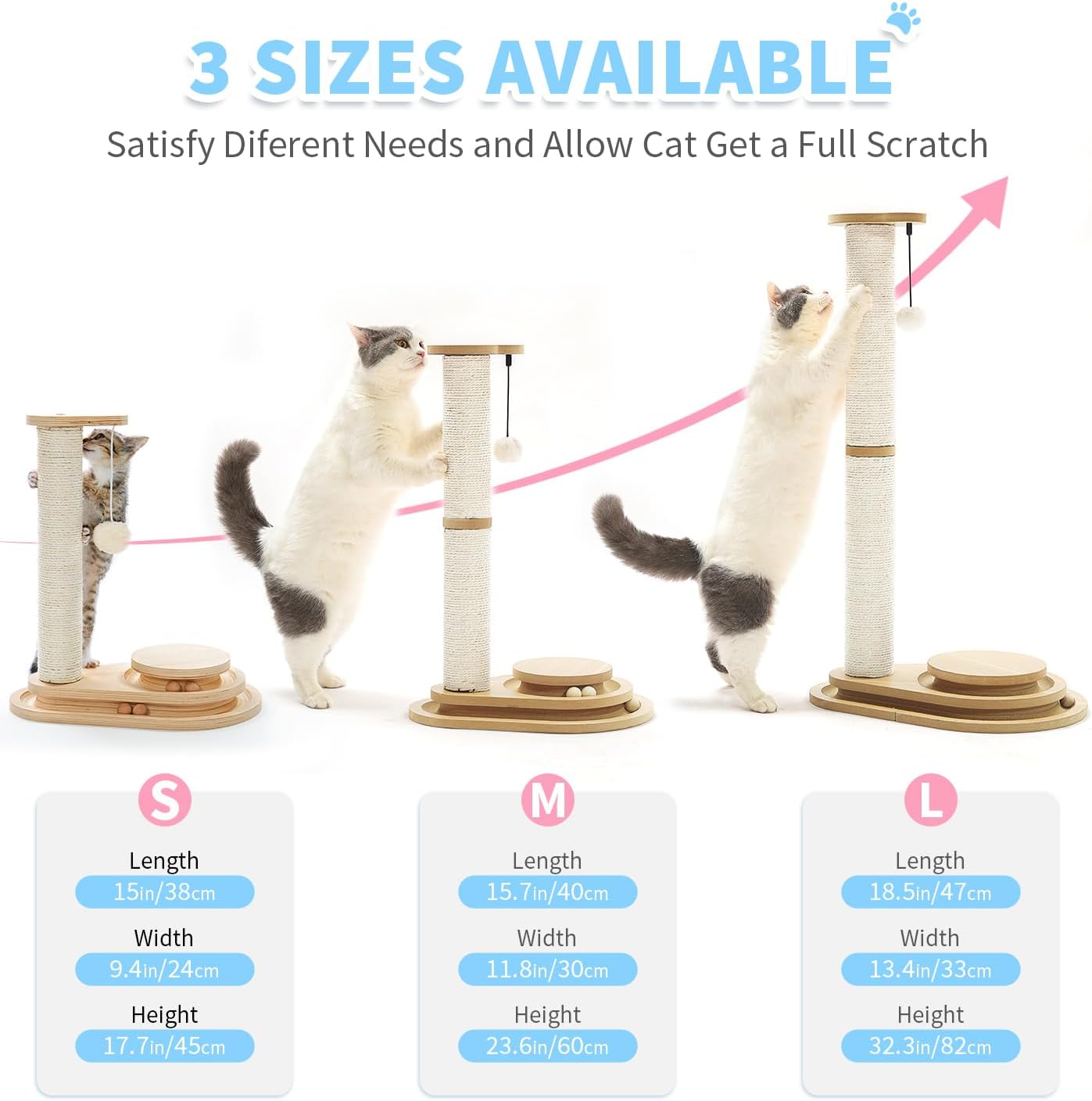 Made4Pets Kitten Toy Scratching Post for Indoor Cats with Ball Track