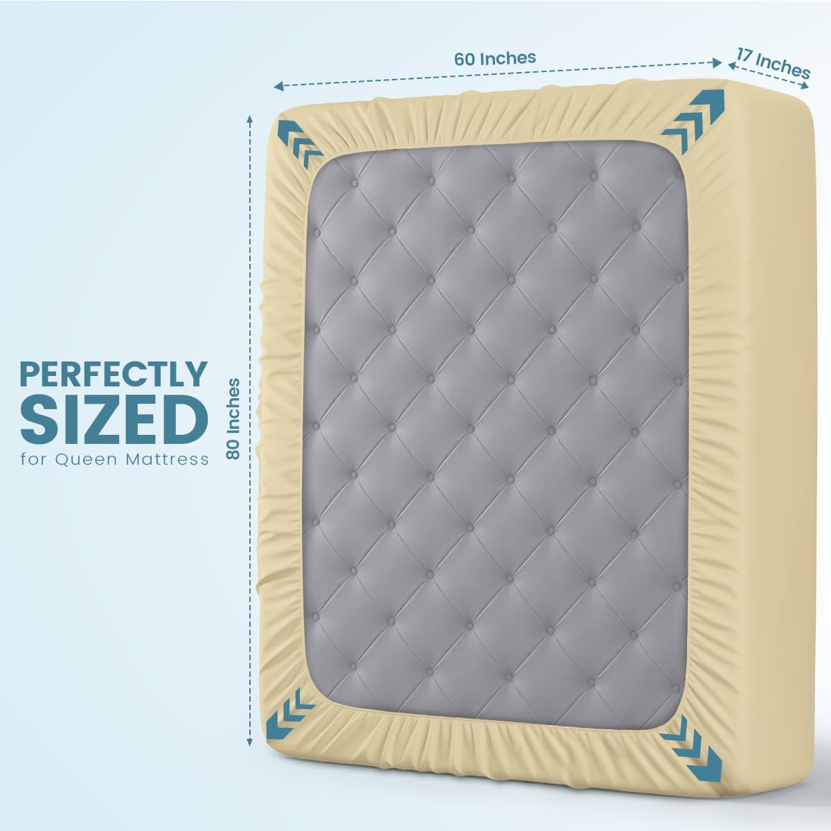 Waterproof Queen Size Mattress Protector fits Upto 17" deep Mattresses | Utopia Bedding 200 GSM Soft & Breathable Mattress Cover, Dirt-Proof, Noiseless, Machine Washable Fitted Sheet Style, White