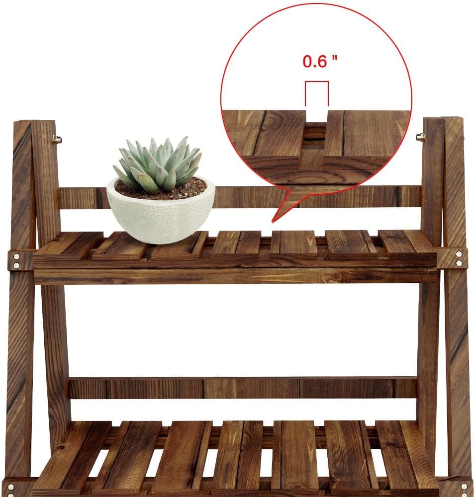 Yaheetech Wooden Plant Stand, 3-Tier Foldable Ladder Shelf, Indoor Outdoor | 23.6 x 15 x 36.6 in Plant Ladder for Pots and Flowers