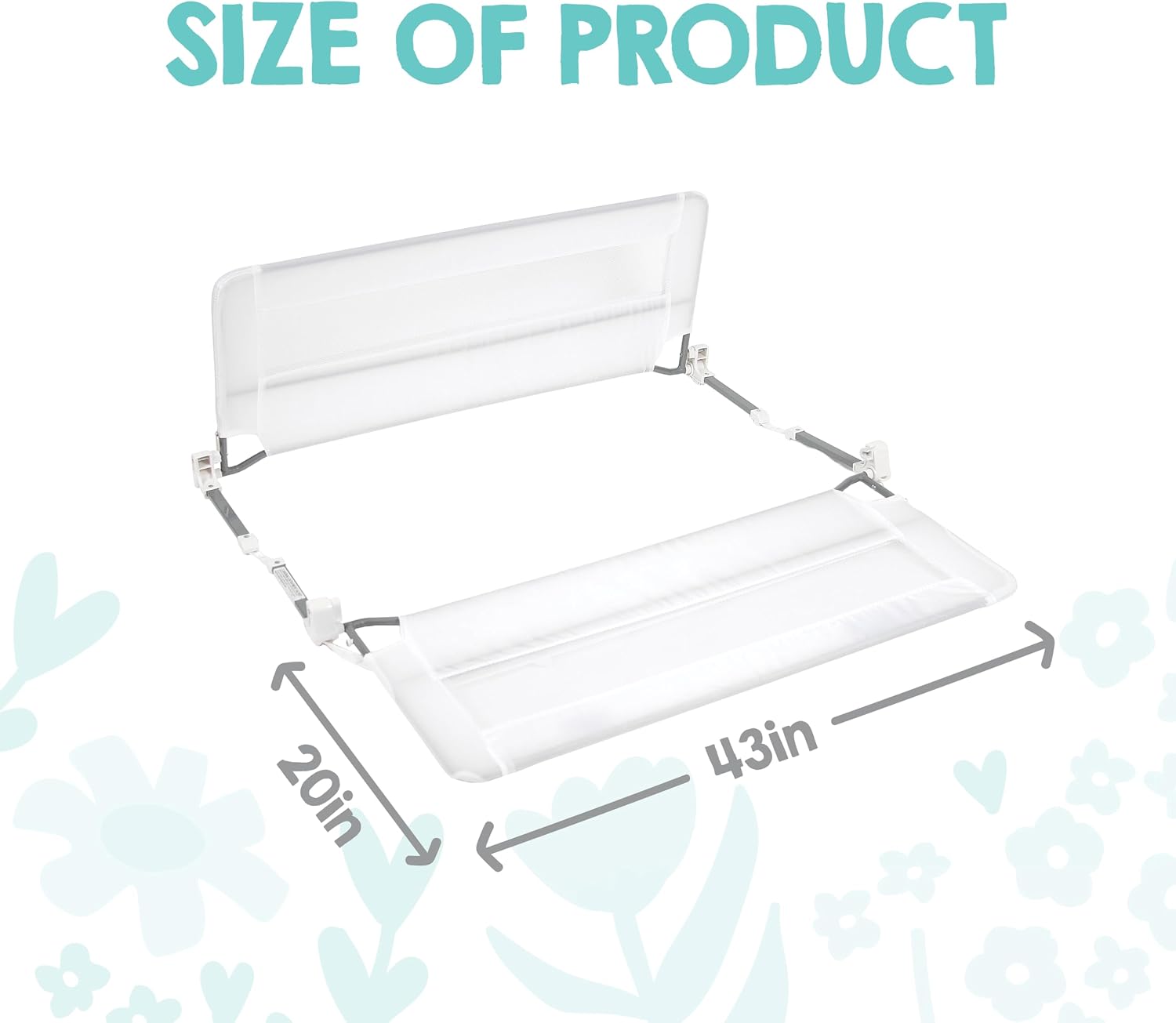 Regalo Safety 54” Extra Long Hideaway Bed Rail Guard for Toddlers, Toddler Bed Rail with Reinforced Anchor Safety System, 20” Tall Bed Safety Rail, Fits Twin, Full & Queen Beds